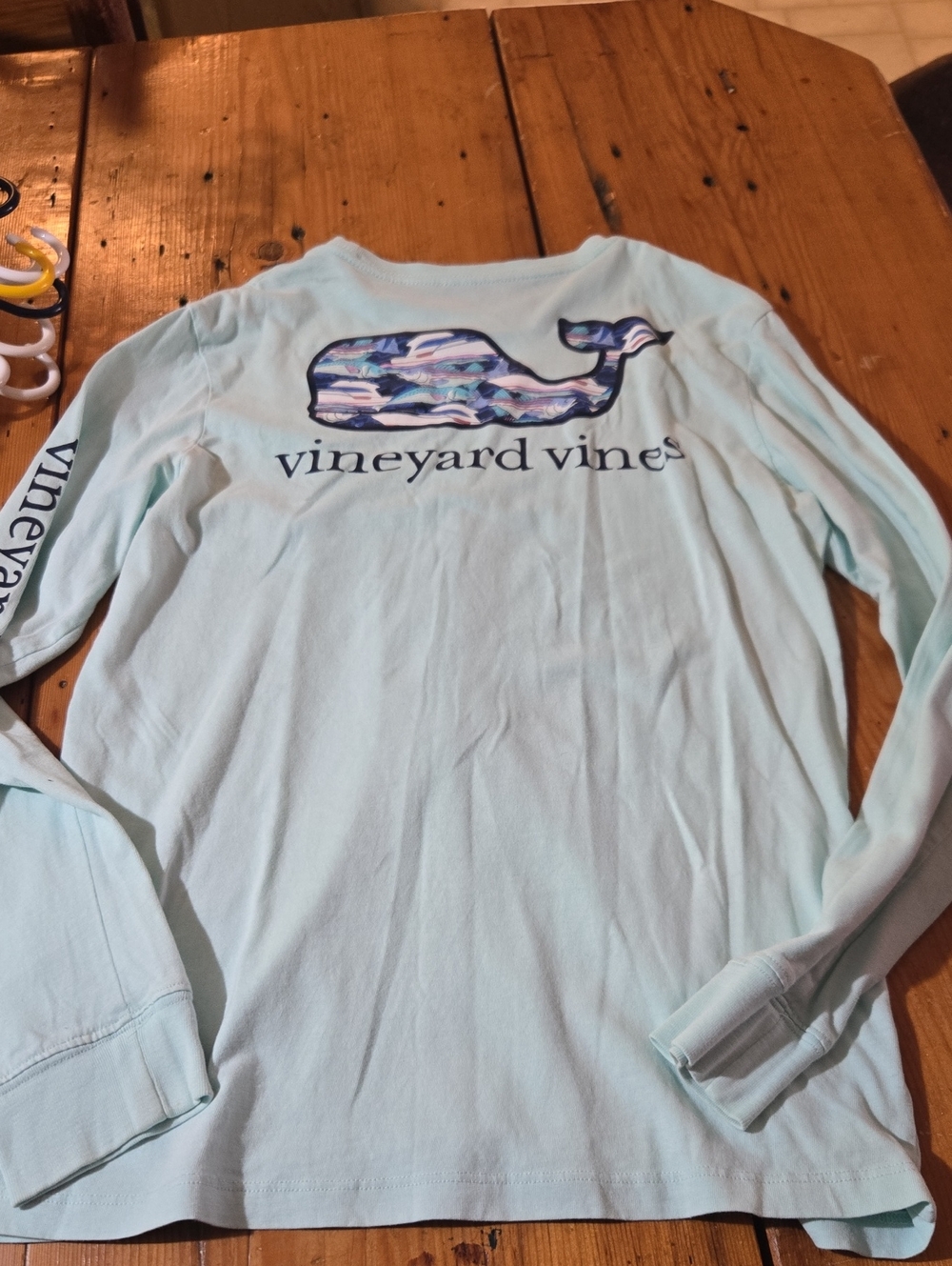 Vineyard Vines  Light Blue Whale Long Sleeve Tee Sz L Fish,  Boats